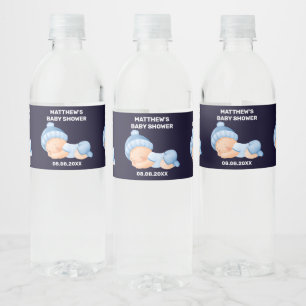 Étiquette Pour Bouteilles D'eau Baby shower bleu, Bébé Garçon Douche