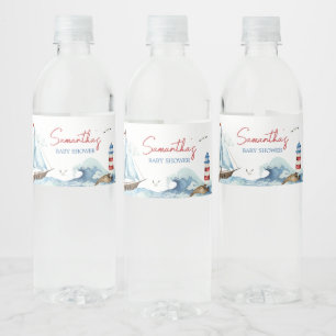 Étiquette Pour Bouteilles D'eau Baby shower bleu bleu rouge
