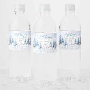 Étiquette Pour Bouteilles D'eau Baby shower Blue Arctic Animaux