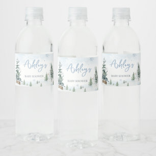 Étiquette Pour Bouteilles D'eau Baby shower Blue Winter Wonderland