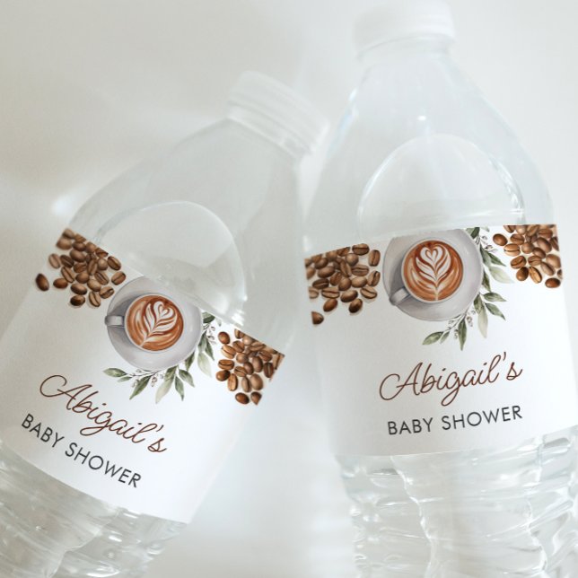 Étiquette Pour Bouteilles D'eau Baby shower café - Étiquette bouteille d'eau (Coffee Baby Shower - Water Bottle Label)