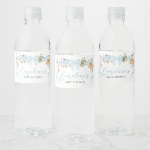 Étiquette Pour Bouteilles D'eau Baby shower Citrouille Blue Bow