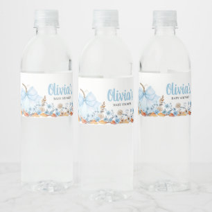Étiquette Pour Bouteilles D'eau Baby shower Citrouille Blue Bow