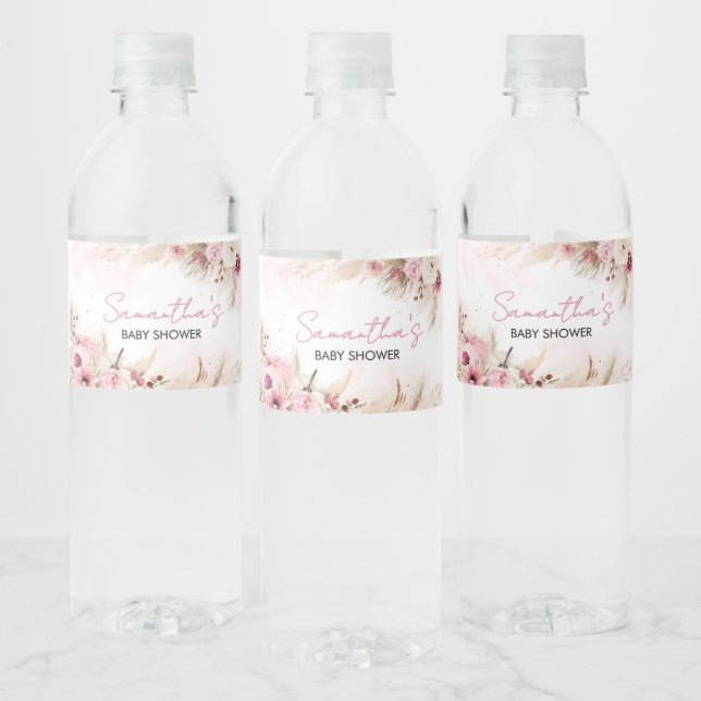 Étiquette Pour Bouteilles D'eau Baby shower Citrouille de Boho Rose (Bouteilles)