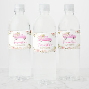 Étiquette Pour Bouteilles D'eau Baby shower Citrouille de camion rose