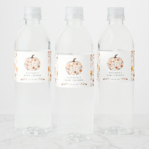 Étiquette Pour Bouteilles D'eau Baby shower Citrouille de fleurs d'automne