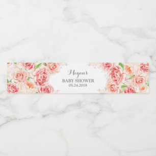 Étiquette Pour Bouteilles D'eau Baby shower d'aquarelle rose blanc