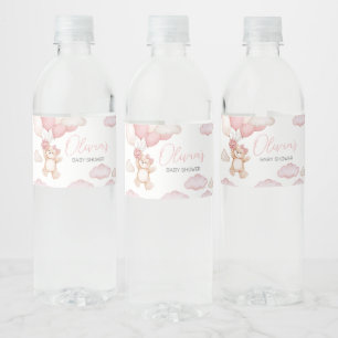 Étiquette Pour Bouteilles D'eau Baby shower d'attente de l'ours rose