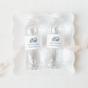 Étiquette Pour Bouteilles D'eau Baby shower d'automne doux Petit Citrouille bleu