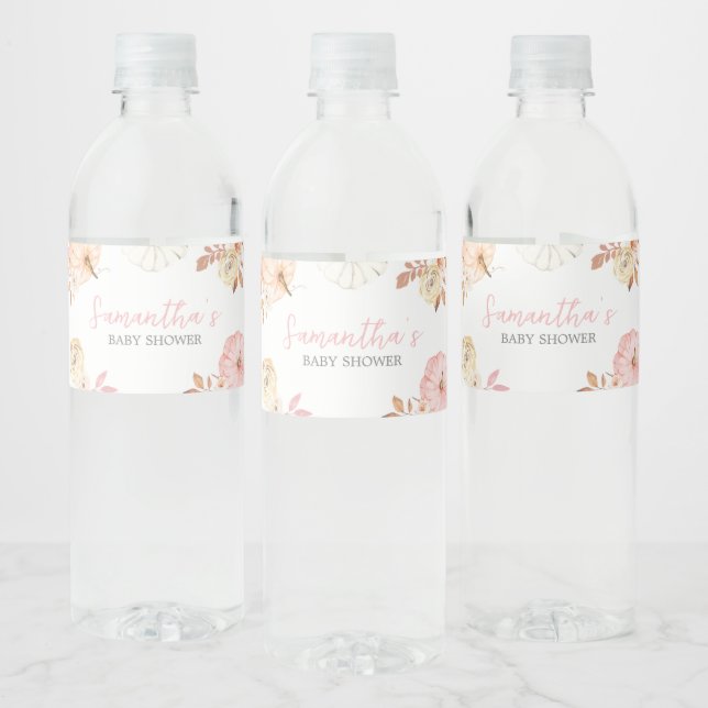 Étiquette Pour Bouteilles D'eau Baby shower d'automne rose Little Citrouille (Bouteilles)
