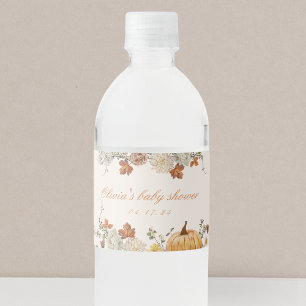 Étiquette Pour Bouteilles D'eau Baby shower d'automne rustique Elegant Petit Citro
