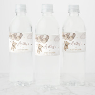 Étiquette Pour Bouteilles D'eau Baby shower de ballon d'ours Brown