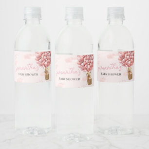 Étiquette Pour Bouteilles D'eau Baby shower de ballon rose Teddy Bear