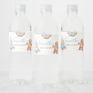 Étiquette Pour Bouteilles D'eau Baby shower de biscuits de Noël bleu