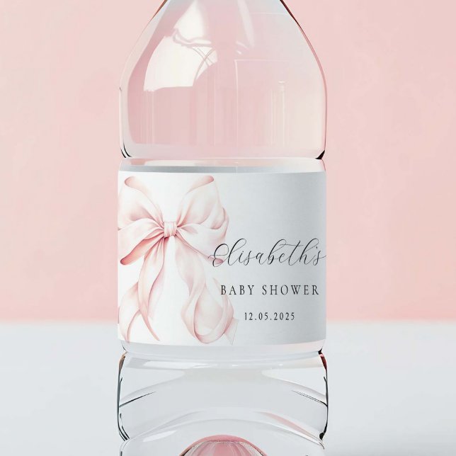 Étiquette Pour Bouteilles D'eau Baby shower de boule rose (Créateur téléchargé)