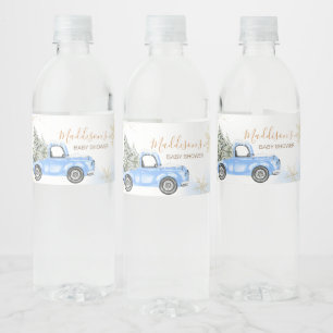 Étiquette Pour Bouteilles D'eau Baby shower de camion bleu d'hiver