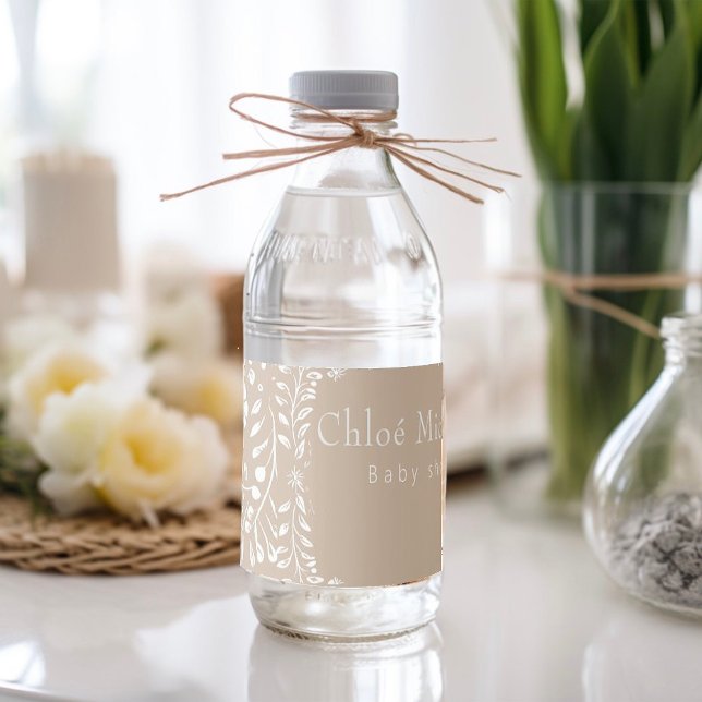 Étiquette Pour Bouteilles D'eau baby shower de cielto lindo floral mignon (Créateur téléchargé)