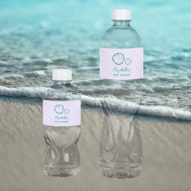 Étiquette Pour Bouteilles D'eau Baby shower de coquillage (Créateur téléchargé)
