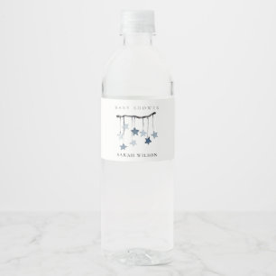 Étiquette Pour Bouteilles D'eau Baby shower de garçon bleu mobile Star très simple