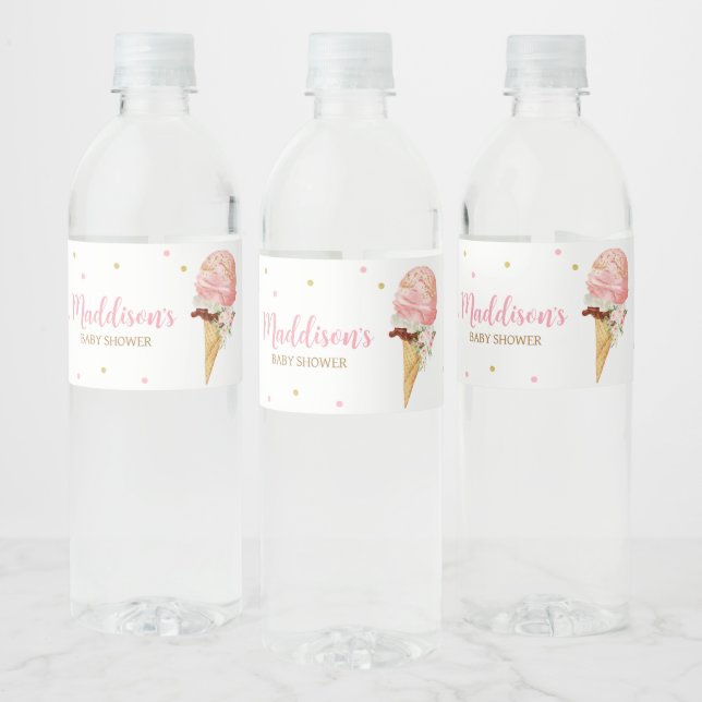 Étiquette Pour Bouteilles D'eau Baby shower de glace rose (Bouteilles)