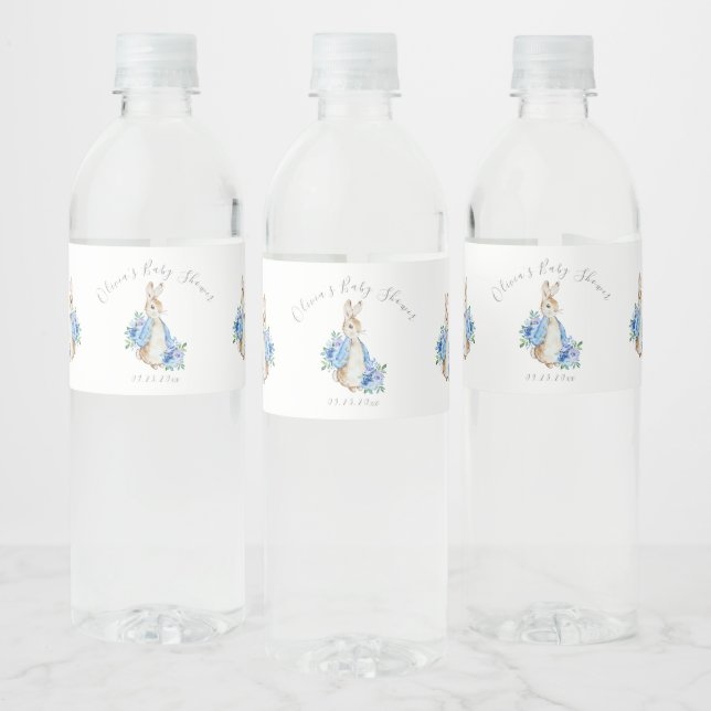 Étiquette Pour Bouteilles D'eau Baby shower de lapin bleu mignon Peter (Bouteilles)