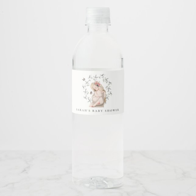 Étiquette Pour Bouteilles D'eau Baby shower de liage pour femmes élégantes (Devant)