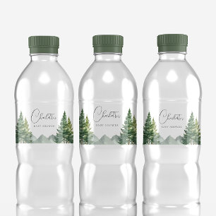 Étiquette Pour Bouteilles D'eau Baby shower de l'ours de la forêt d'hiver