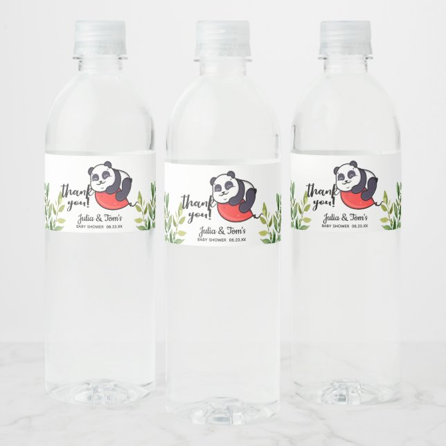 Étiquette Pour Bouteilles D'eau Baby shower de Merci de Panda (Bouteilles)