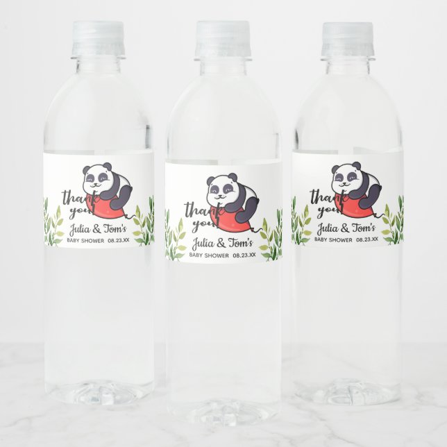 Étiquette Pour Bouteilles D'eau Baby shower de Merci de Panda (Bouteilles)