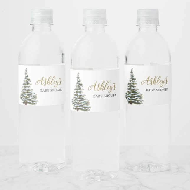 Étiquette Pour Bouteilles D'eau Baby shower de Noël d'hiver (Bouteilles)