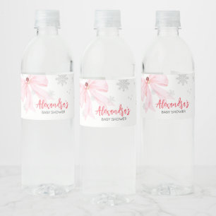 Étiquette Pour Bouteilles D'eau Baby shower de Noël Pink Bow