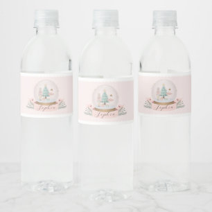 Étiquette Pour Bouteilles D'eau Baby shower de Noël Pink Nutcracker