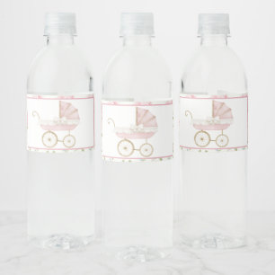 Étiquette Pour Bouteilles D'eau Baby shower de transport floral rose