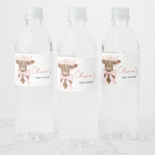 Étiquette Pour Bouteilles D'eau Baby shower de vache rose Floral Highland