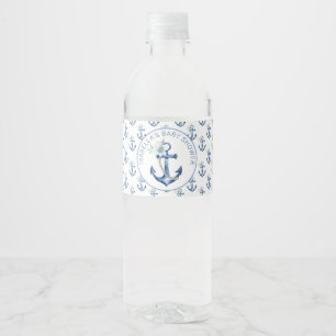 Étiquette Pour Bouteilles D'eau Baby shower d'eau bleu nautique Étiquette de boute