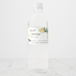 Étiquette Pour Bouteilles D'eau Baby shower D'EAU FLORALE CLAIR JAUNE