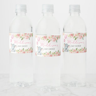 Étiquette Pour Bouteilles D'eau Baby shower d'éléphant rose vif