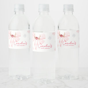 Étiquette Pour Bouteilles D'eau Baby shower des flocons de neige de Noël de Bow ro
