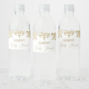 Étiquette Pour Bouteilles D'eau Baby shower d'hiver Gold Snowflake