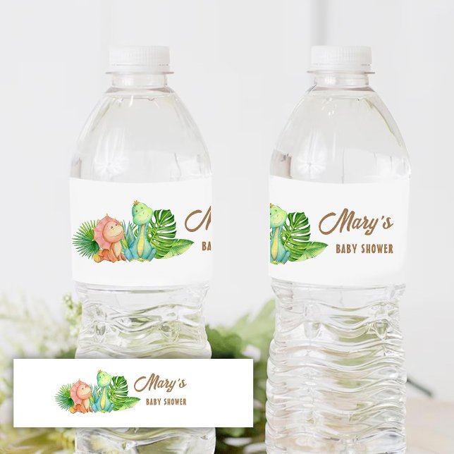 Étiquette Pour Bouteilles D'eau Baby shower Dinosaur (Créateur téléchargé)