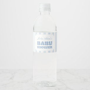 Étiquette Pour Bouteilles D'eau Baby Shower élégant motif rayé rose pêche