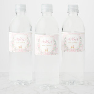 Étiquette Pour Bouteilles D'eau Baby shower en crête rose
