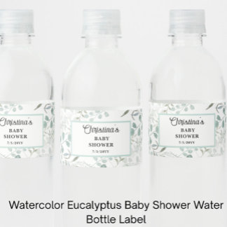 Étiquette Pour Bouteilles D'eau Baby Shower Eucalyptus Aquarelle