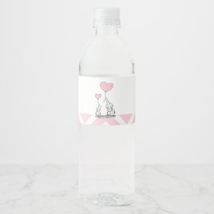 Étiquette Pour Bouteilles D'eau Baby Shower Fille Éléphant Rose Pastel