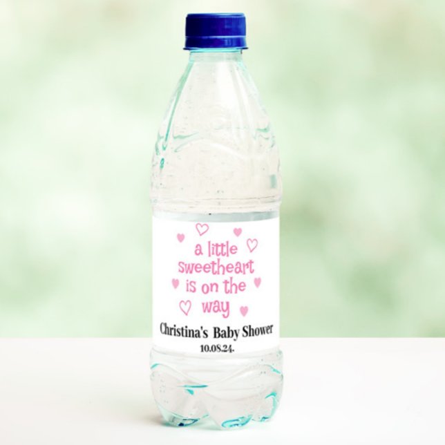 Étiquette Pour Bouteilles D'eau Baby shower fille rose mignonne (Créateur téléchargé)