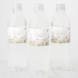 Étiquette Pour Bouteilles D'eau Baby shower Fleur sauvage Little Butterfly