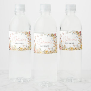 Étiquette Pour Bouteilles D'eau Baby shower fleur sauvage petit papillon