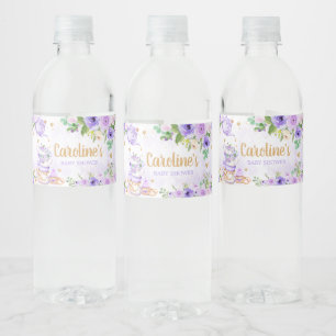 Étiquette Pour Bouteilles D'eau Baby shower Floral Purple Tea Party