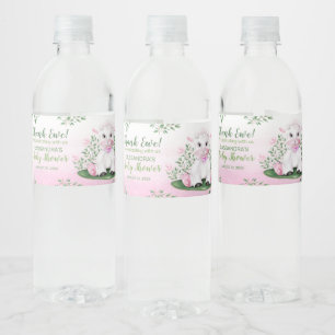 Étiquette Pour Bouteilles D'eau Baby shower floral rose agneau