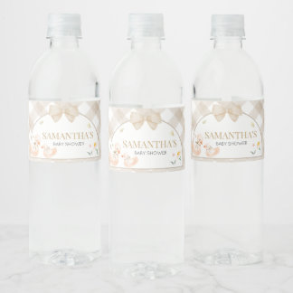 Étiquette Pour Bouteilles D'eau Baby Shower Gingham pour Petit Fou Rieur